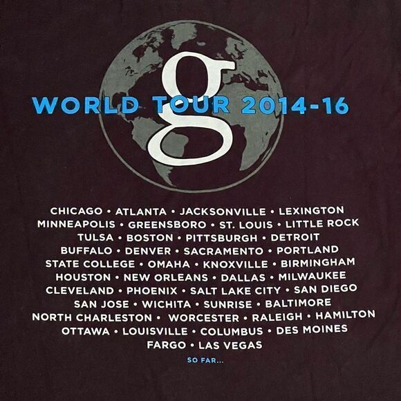 GARTH BROOKS World Tour 2014-2016 Front & Back Graphic Tee Shirt / Size L - Picture 4 of 5